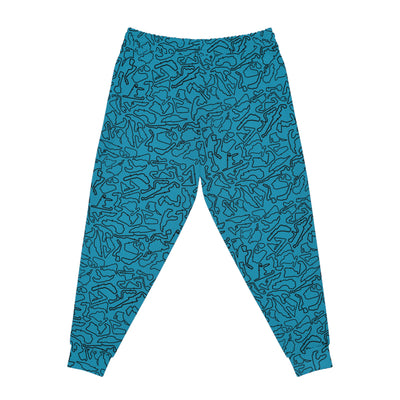 Black Teal Track Camo unisex Joggers, Casual Lounge