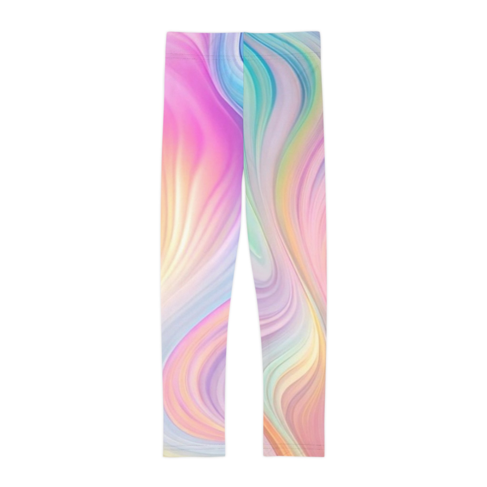 Kids Swirl Leggings | Colorful Rainbow AOP Leggings for Girls, Playful Activewear, Fashionable Dancewear, Gift for Kids