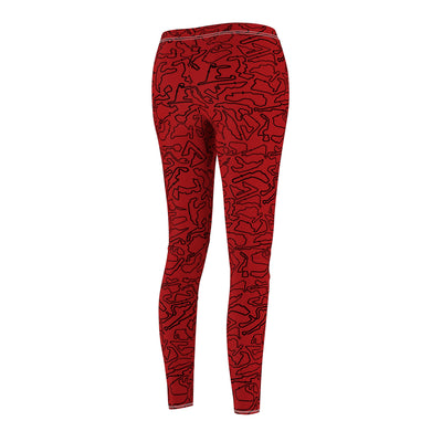 Black Red Track Red Casual Leggings