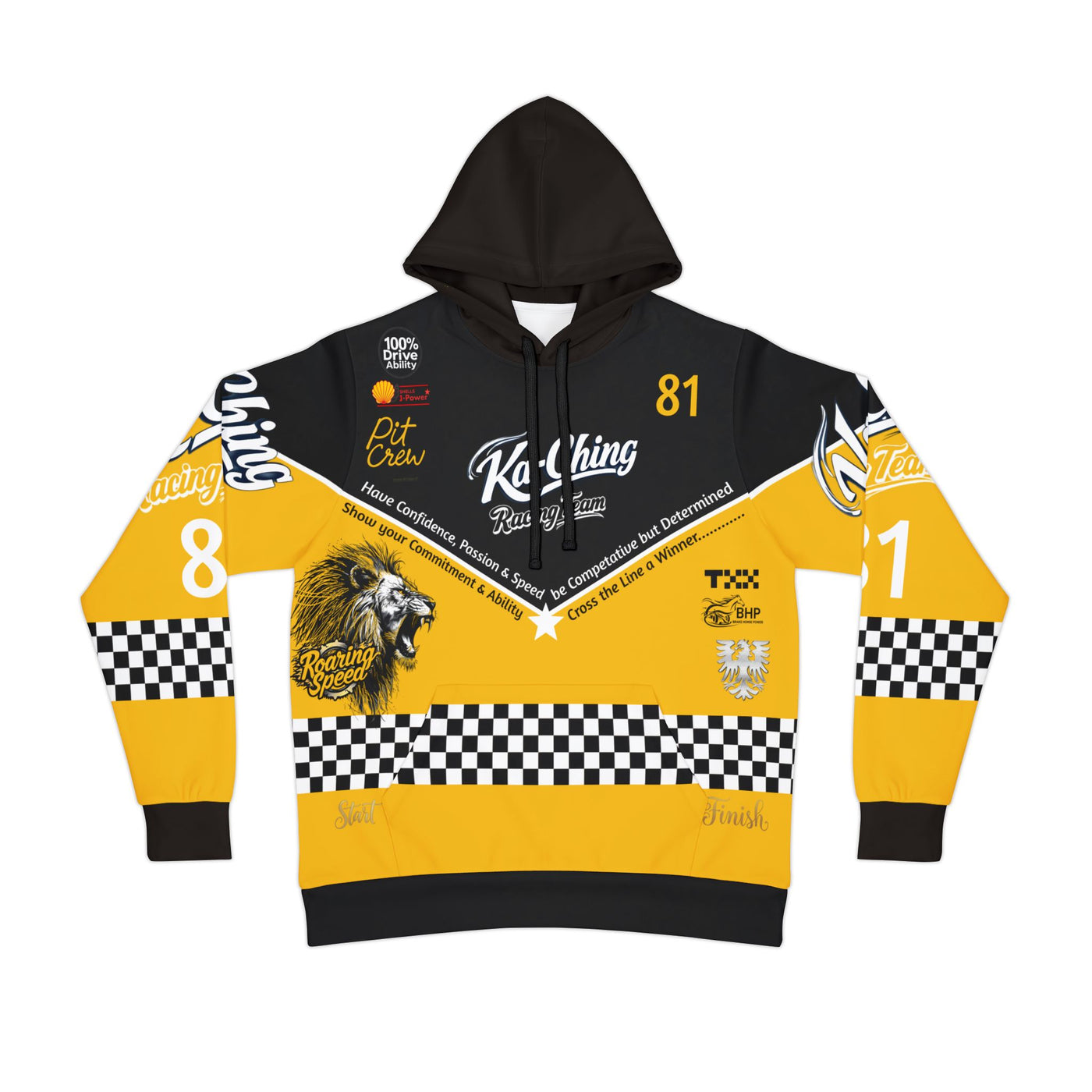 Ka-Ching Racing Hoodie unisex Motorsport Fans Yellow