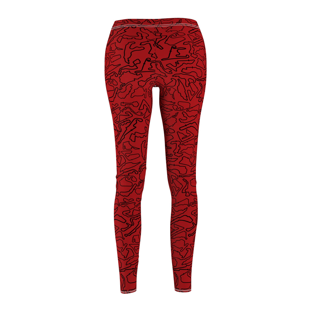 Black Red Track Red Casual Leggings