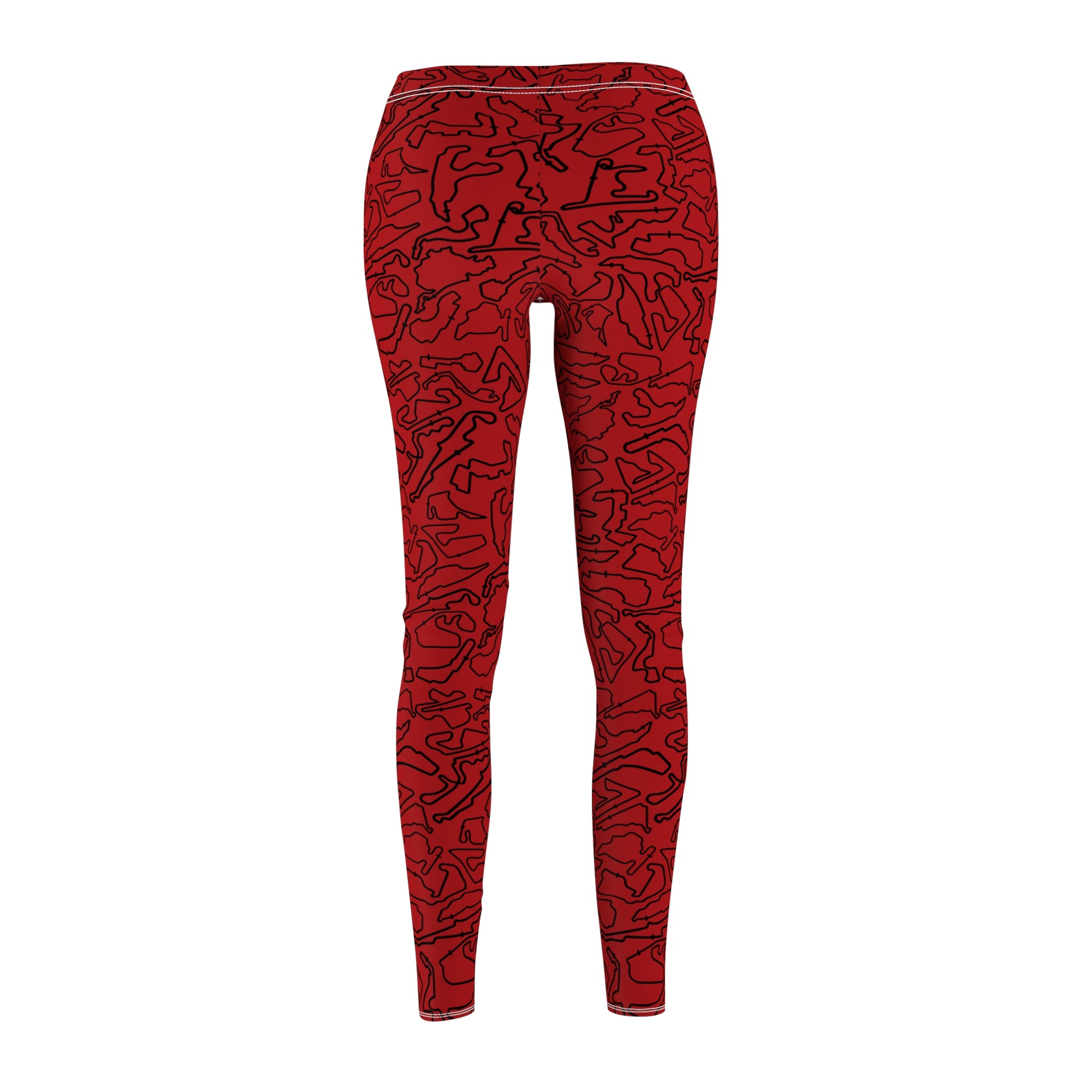 Black Red Track Red Casual Leggings