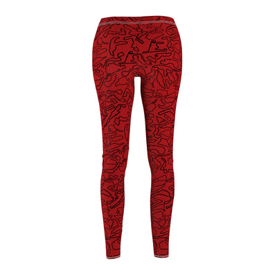 Black Red Track Red Casual Leggings