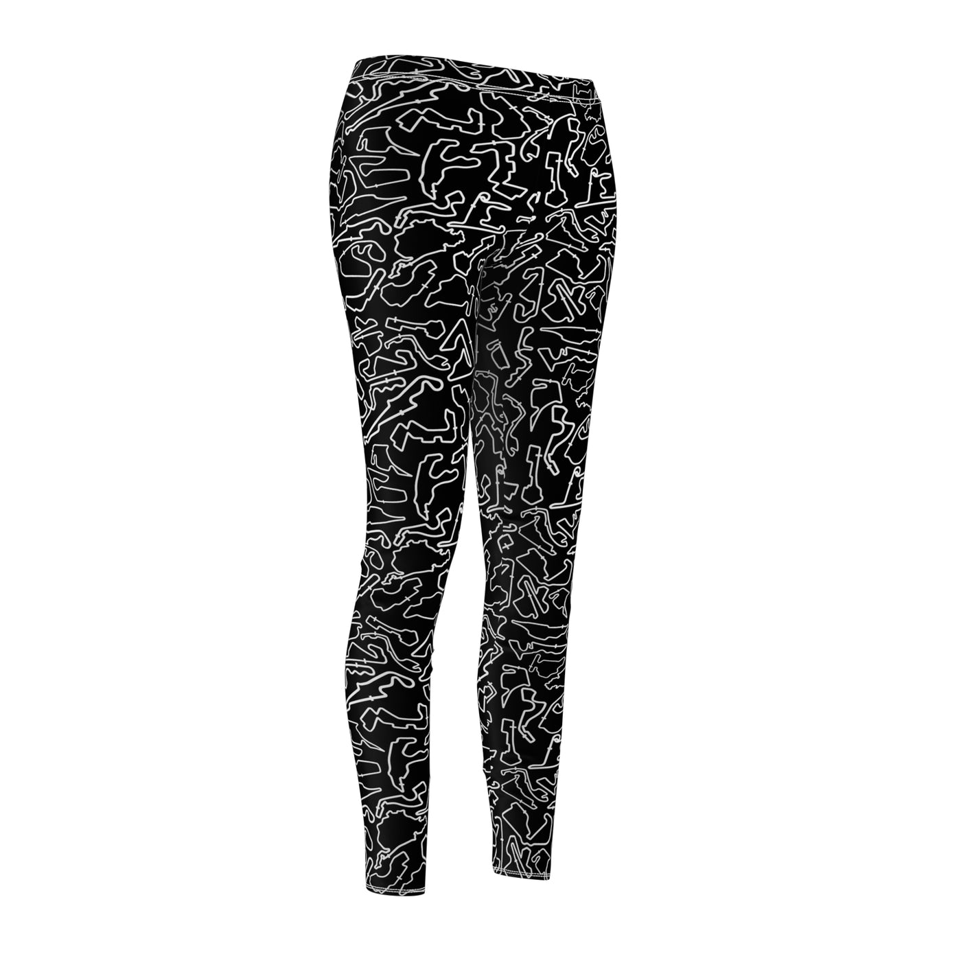 White Black Track Casual Leggings