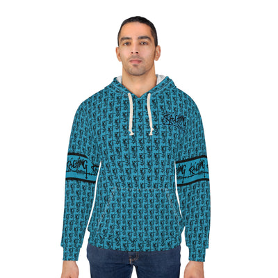 Ka-Ching Graffiti Aqua Hoodie - Unisex Pullover, Streetwear Fashion, Casualwear, Unique Graphic Sweatshirt, Gift for Creative Souls