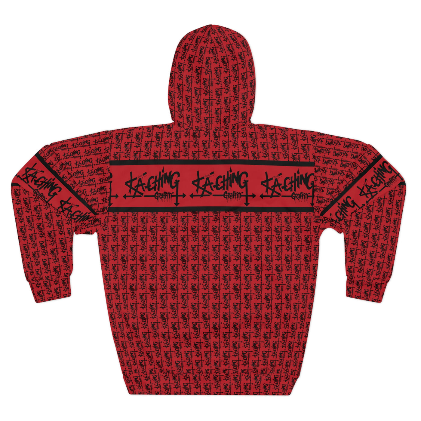 Ka-Ching Graffiti Dark Red Hoodie - Unisex Pullover, Streetwear Fashion, Casualwear, Unique Graphic Sweatshirt, Gift for Creative Souls