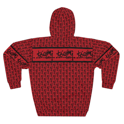 Ka-Ching Graffiti Dark Red Hoodie - Unisex Pullover, Streetwear Fashion, Casualwear, Unique Graphic Sweatshirt, Gift for Creative Souls