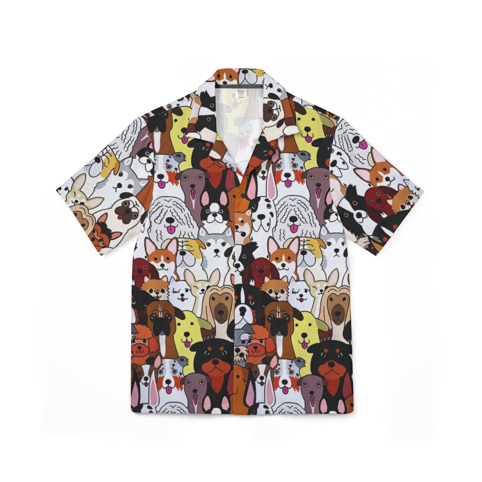 Dog Pattern Hawaiian Camp Shirt — Colorful All-Over Print Pet Lover Shirt