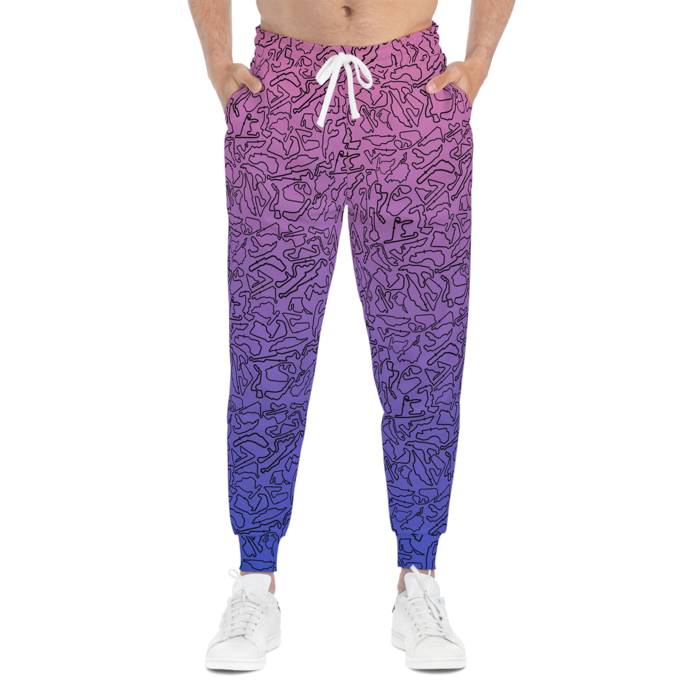 Black pink/Blue Track Camo unisex Joggers, Casual Lounge