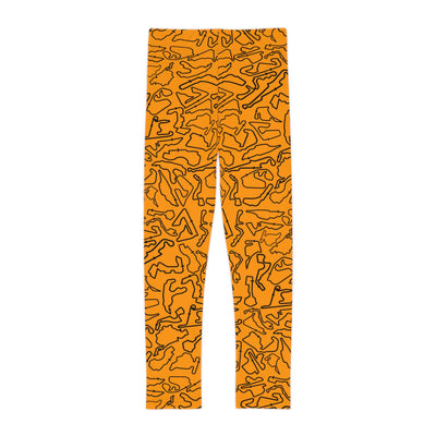 Black Orange Track print kids Leggings, Activewear, Fashionable