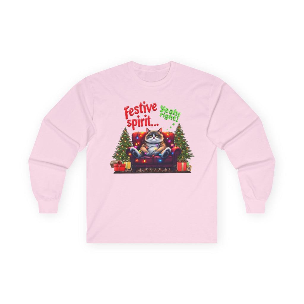 Grumpy Cat's Festive spirit, Unisex Long Sleeve Tee.