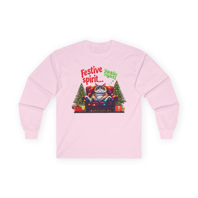 Grumpy Cat's Festive spirit, Unisex Long Sleeve Tee.