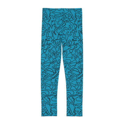 Black Teal Track print Teal kids Leggings, Activewear, Fashionable