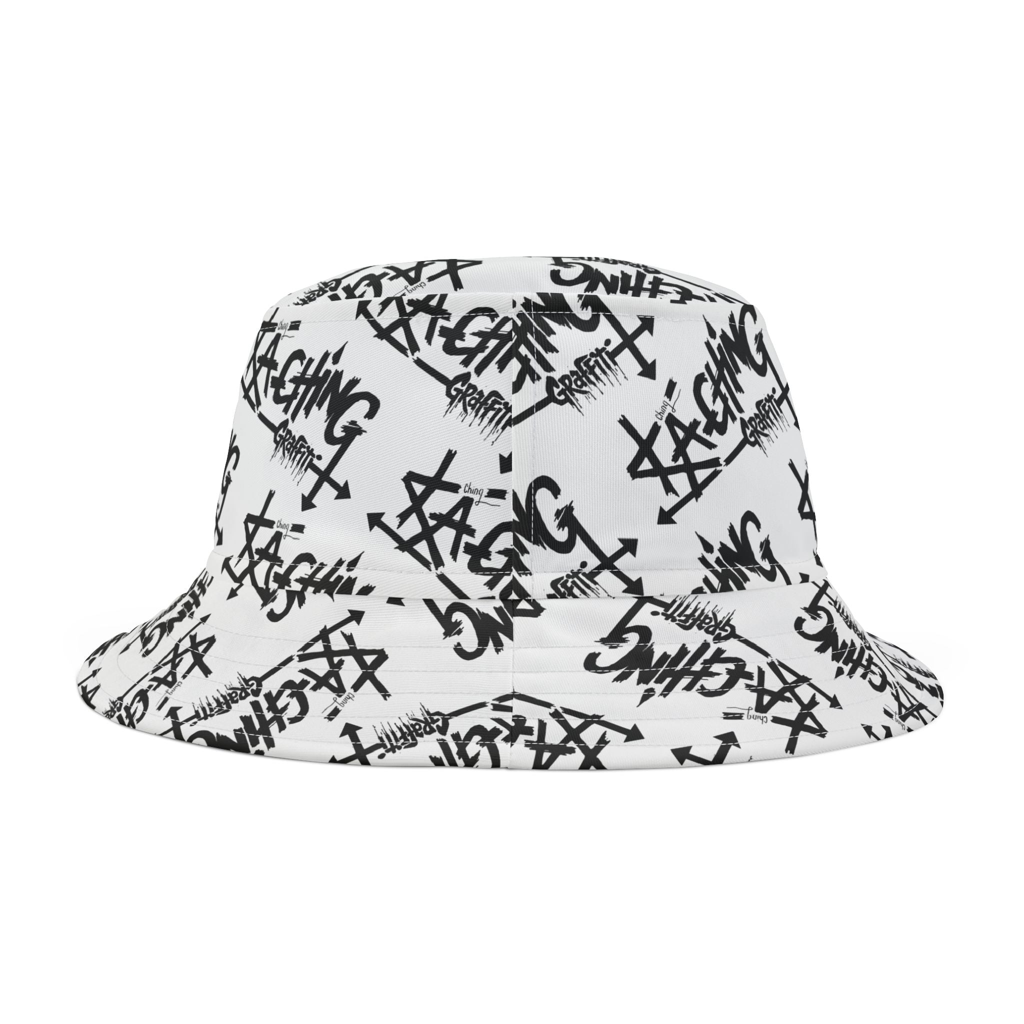 Ka-Ching Graffiti White bucket hat , Festival Fashion, Gift for Fashion Lovers, AOP Design