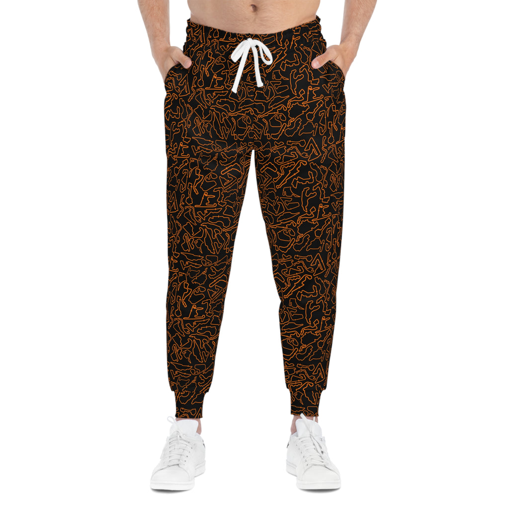 Orange black Track Camo unisex Joggers, Casual Lounge