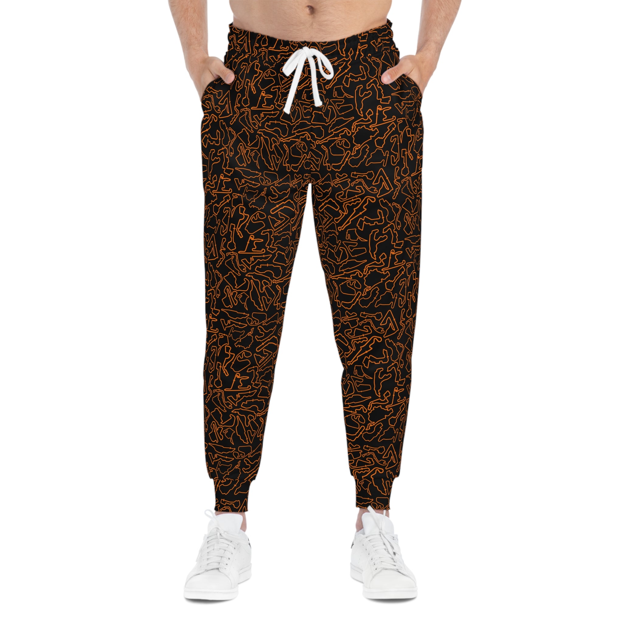 Orange black Track Camo unisex Joggers, Casual Lounge