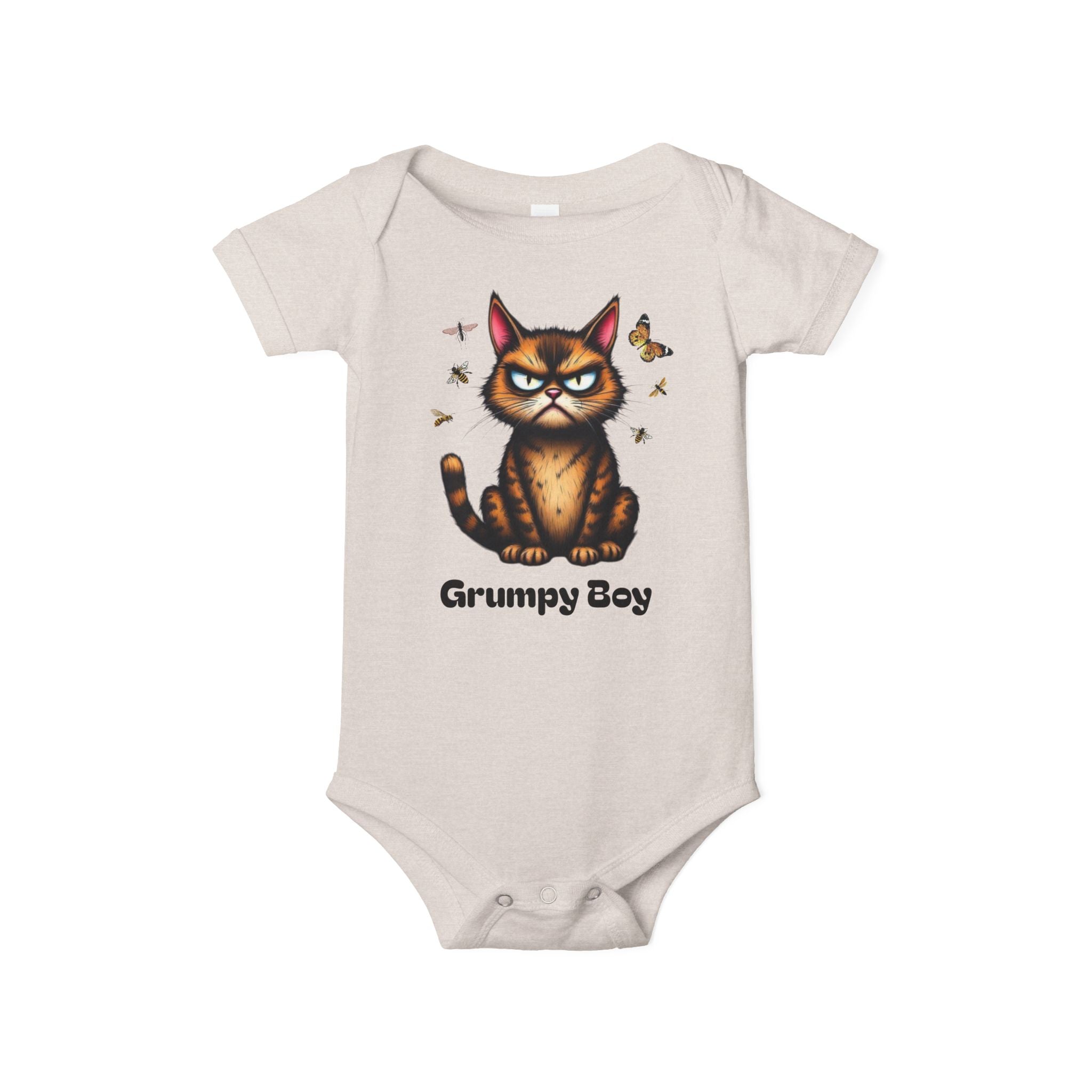 Ka-Ching Grumpy Boy Infant Onesie, Cute Baby Bodysuit.