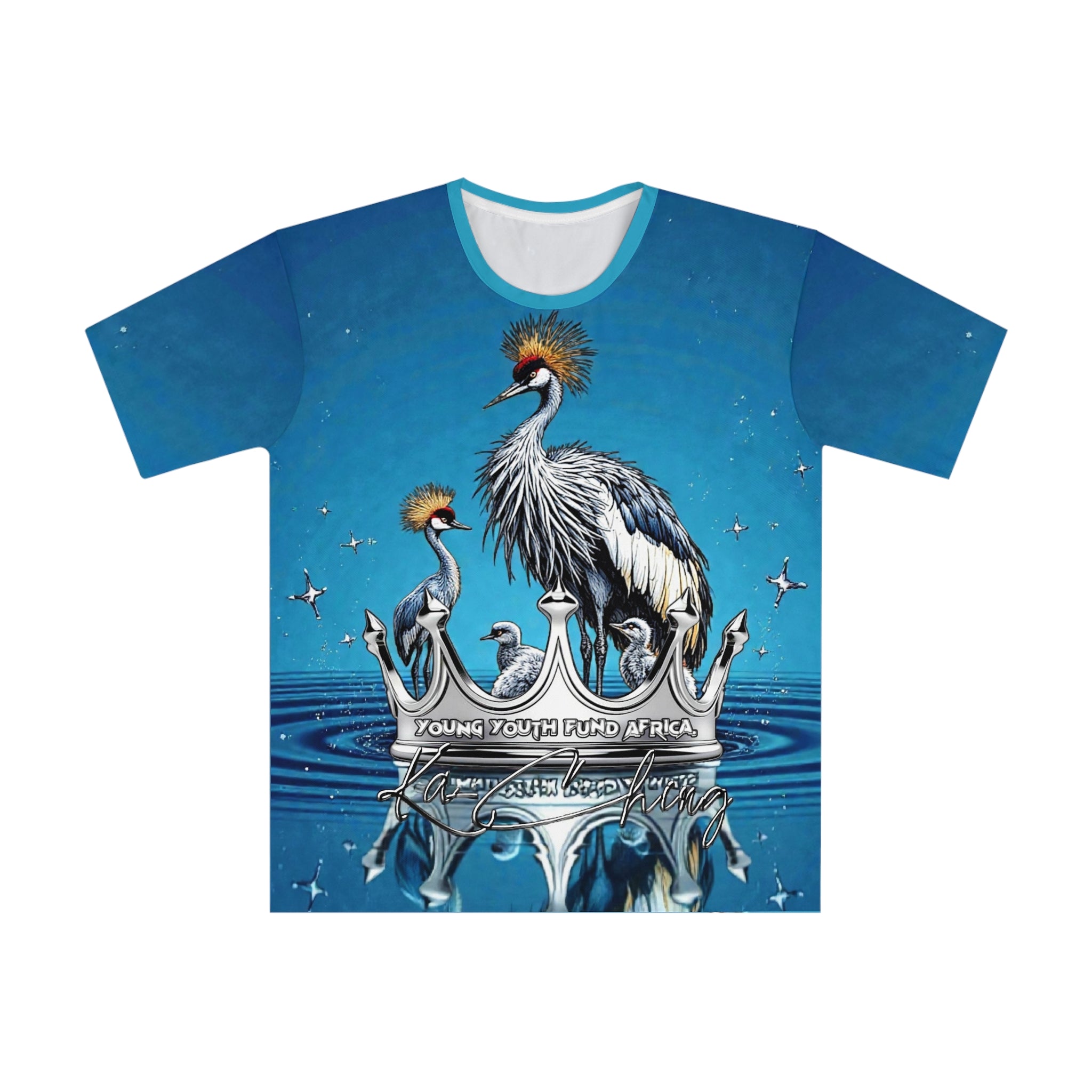 YYFACrowned Crane All-Over Print T-Shirt — African Wildlife Graphic Tee