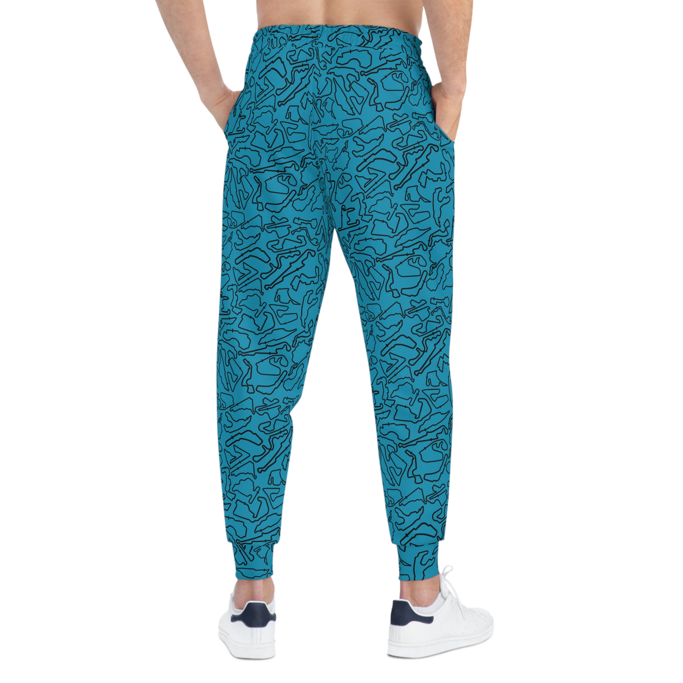Black Teal Track Camo unisex Joggers, Casual Lounge