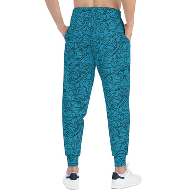 Black Teal Track Camo unisex Joggers, Casual Lounge
