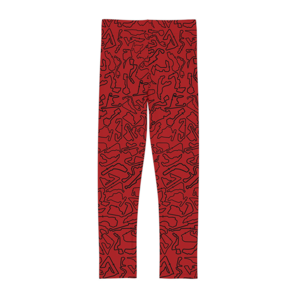 Black Dark red Track print Red kids Leggings, Activewear, Fashionable
