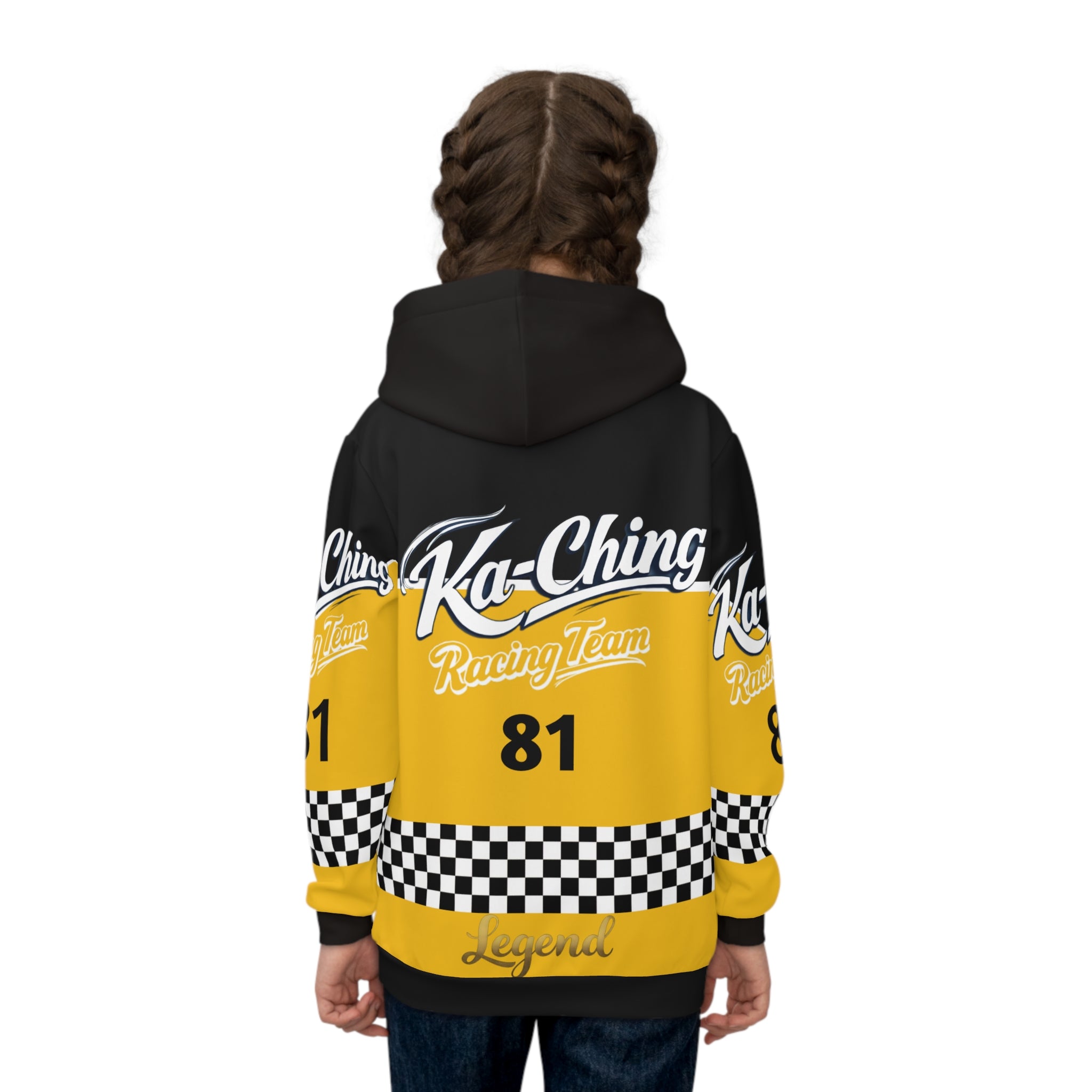 Ka-Ching Racing Kids unisex Motorsport Fans Yellow Hoodie
