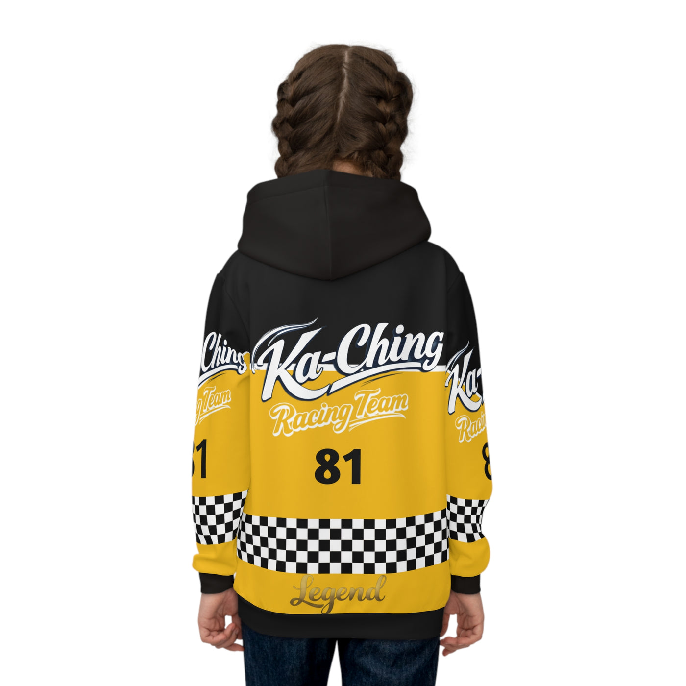 Ka-Ching Racing Kids unisex Motorsport Fans Yellow Hoodie